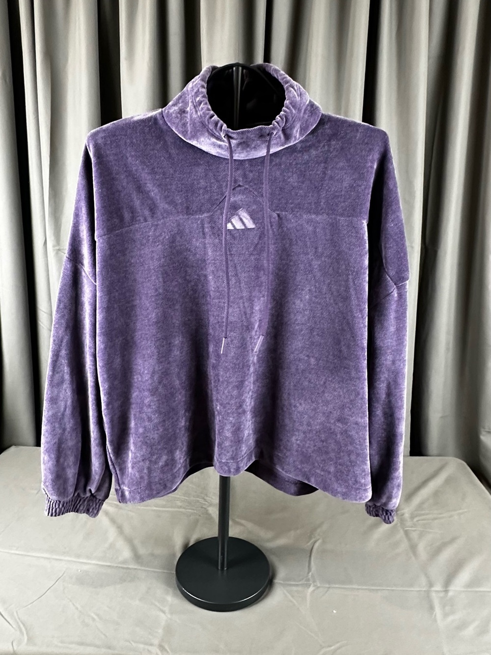 adidas Purple Velour Turtleneck Pullover